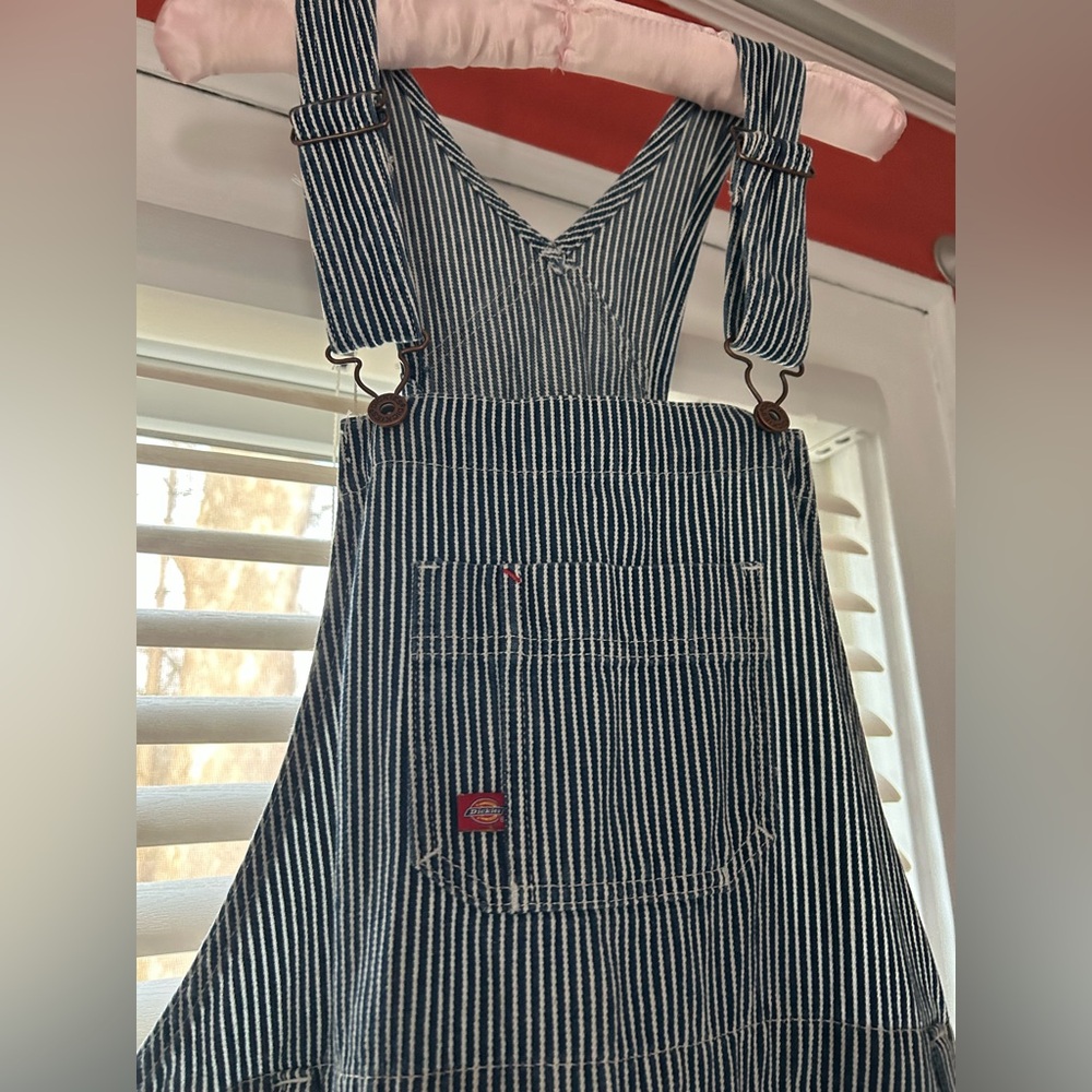 Dickies hickory stripe blue and white stripe overalls size medium